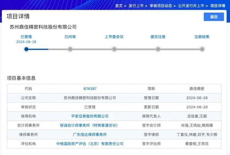 去年深交所IPO受挫，鼎佳精密转战北交所